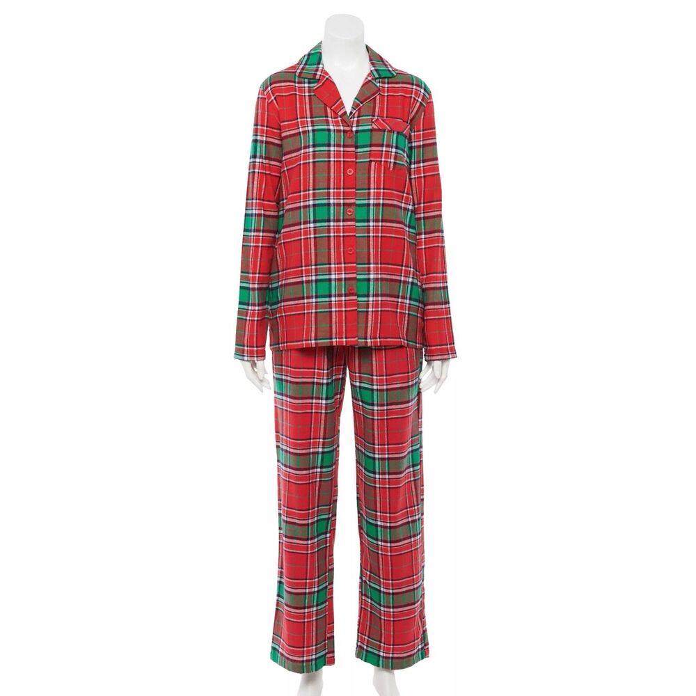 Jammies for your Families Small Plaid 2 Pcs Pajama Set Flannel Pants NWT Women's - Picture 2 of 13